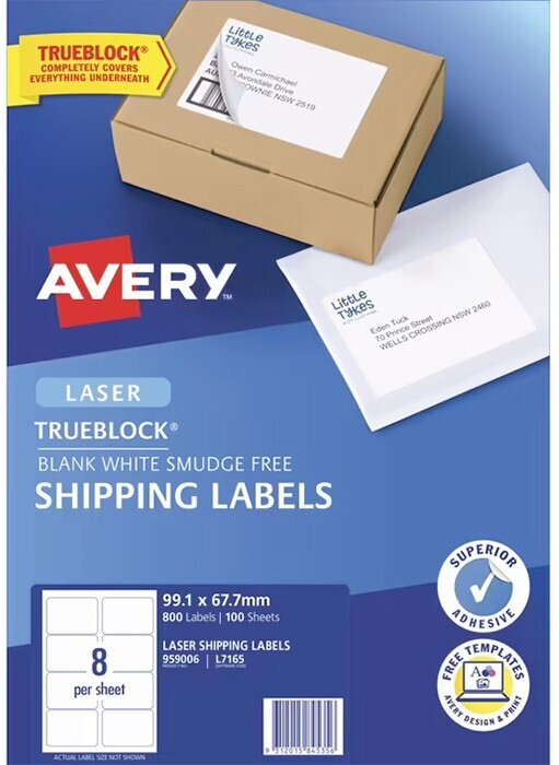 Avery 100 Pack Shipping Labels 8UP offer at Officeworks