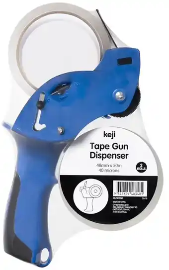 Officeworks Keji Tape Gun Dispenser with 2 Tape Rolls offer