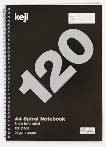 Officeworks Keji A4 120 Page Spiral Notebook offer