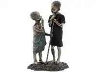 LivingStyles Veronese Cold Cast Bronze Coated African People Figurine, Jana Mtani, Young Friends offer