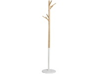 LivingStyles Holt Wood & Metal Coat Rack, Natural / White offer