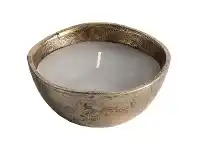 LivingStyles Dominic Metal Candle, Small, Antique Gold offer