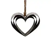 LivingStyles Metal Triple Hollow Heart Hanging Decor, Small, Distressed White offer