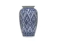 Aztec Blue & White Ceramic Pot Vase