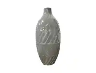 LivingStyles Geo Glazed Clay Vase, Large, Grey offer