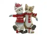 Merry Xmas Kitty Figurine, Dancing, Red
