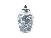 LivingStyles Monstera Blue & White Ceramic Ginger Jar offer