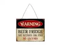 Retro Tin Wall Plaque, Beer Fridge