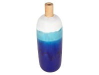 LivingStyles Acaya Reactive Ceramic Bottle Bud Vase, Small, Azure offer
