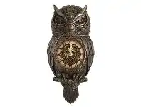Veronese Cold Cast Bronze Coated Steampunk Statue Wall Clock, Owl