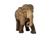 LivingStyles Chaney Teak Timber Elephant Figurine, Rolling Trunk, Dark offer