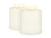 LivingStyles Uyuni Remote Enabled LED Wax Flameless Triple Wick Pillar Candle, Set of 2, Medium, Classic Ivory offer