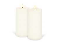 LivingStyles Uyuni Remote Enabled LED Wax Flameless Wide Pillar Candle, Set of 2, Tall, Classic Ivory offer