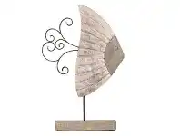 LivingStyles Futuna Hand Carved Mango Wood Fish Sculpture on Stand, Tropical Fish offer