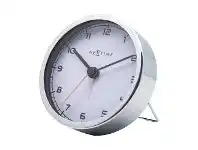 Nextime Company Metal Table Alarm Clock, 9cm, Silver / White