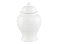 LivingStyles Salvador Ceramic Temple Jar, Medium, White offer