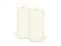LivingStyles Uyuni Remote Enabled LED Wax Flameless Wide Pillar Candle, Set of 2, Tall, Classic Ivory offer
