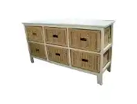 LivingStyles Umina 6 Cane Drawer Mango Wood Wide Cabinet offer