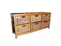 LivingStyles Berala 6 Cane Drawer Mango Wood Wide Cabinet offer