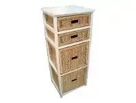 LivingStyles Umina 4 Cane Drawer Mango Wood Tall Cabinet offer