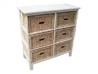 LivingStyles Umina 6 Cane Drawer Mango Wood Tall Cabinet offer