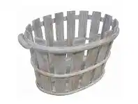 Porter Solid Mango Wood Timber Basket, White Wash