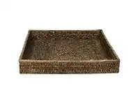 Savannah Rattan Tray, Square, Small, Tobacco