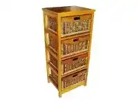 LivingStyles Berala 4 Cane Drawer Mango Wood Tall Cabinet offer