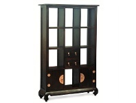 LivingStyles Ming Solid Mahogany Timber 2 Door 2 Drawer Display Shelf / Room Divider, Chocolate offer