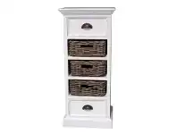 LivingStyles Halifax Solid Mahogany Timber 3 Rattan Baskets Storage Unit offer