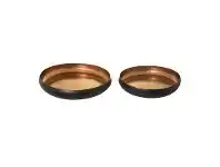 LivingStyles Jai 2 Piece Metal Round Tray Set, Copper / Black offer