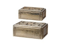 LivingStyles Gilt 2 Piece Wooden Storage Caddy Set offer