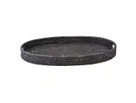 LivingStyles Savannah Rattan Tray, Oval, Small, Charcoal offer