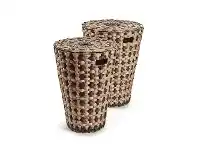 LivingStyles Colville 2 Piece Hand Braided Water Hyacinth Laundry Hamper Set offer