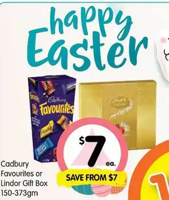 Spar Cadbury Favourites Or Lindor Gift Box 150-373gm offer