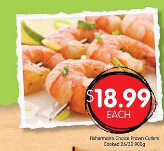 Spudshed Fisherman's Choice Prawn Cutlets Cooked 26-30 900g offer