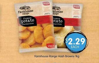 Spudshed Farmhouse Range Hash Browns 1kg offer