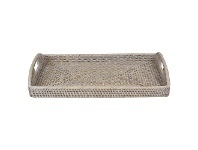 LivingStyles Savannah Rattan Breakfast Tray, Large, White Wash offer