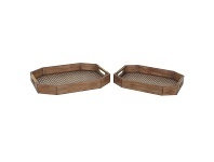 LivingStyles Luxe 2 Piece Timber & Iron Mesh Tray Set offer