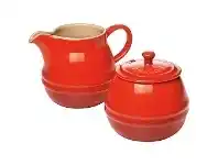 LivingStyles Chasseur La Cuisson Sugar Bowl and Creamer Set - Red offer