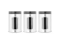 LivingStyles Brabantia 3 Piece Window Storage Canister Set, 1.4 Litre, Matt Steel offer