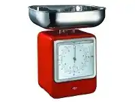LivingStyles Wesco Stainless Steel Retro Scale with Clock - Red offer