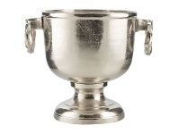 LivingStyles Perales Aluminium Footed Ice Bucket with Ring Handles, Antique Silver offer