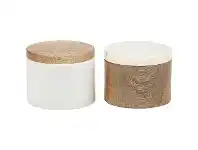 LivingStyles Eliot 2 Piece Marble & Mango Wood Pinch Pot / Canister Set offer