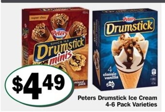 Friendly Grocer Peters Drumstick Ice Cream 4-6 Pack Varieties offer