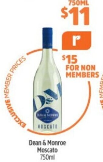 BWS Dean & Monroe Moscato 750ml offer