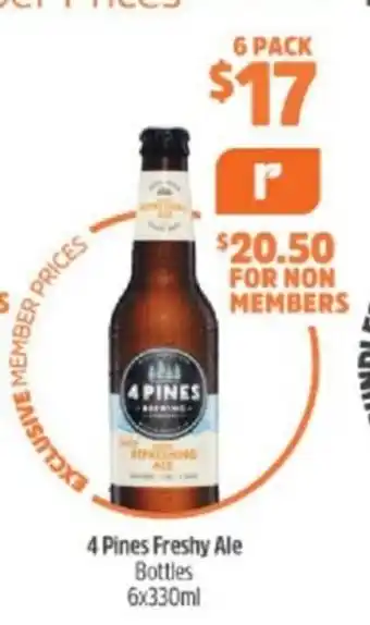 BWS Pines 4 Freshy Ale Bottles 6x330ml offer
