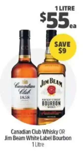 BWS Canadian Club Whisky or Jim Beam White Label Bourbon 1 Litre offer