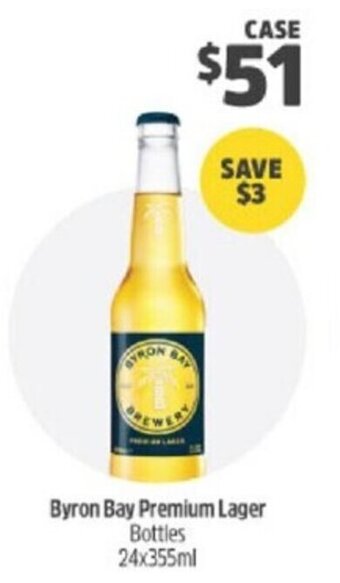 BWS Byron Bay Premium Lager Bottles 24x355ml offer