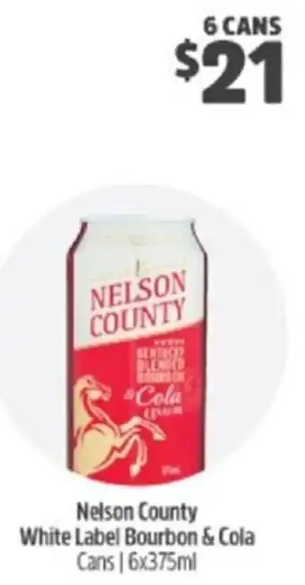 BWS Nelson Country White Label Bourbon & Cola 6x375ml offer